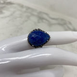 925 WOMEN'S RING blue silver 7.75