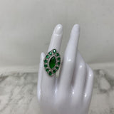 925 WOMEN'S RING green clear silver 7