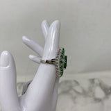 925 WOMEN'S RING green clear silver 7