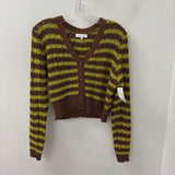 EMORY PARK WOMEN'S CARDIGAN brown lime stripe L