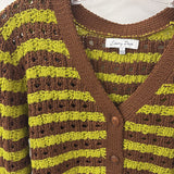 EMORY PARK WOMEN'S CARDIGAN brown lime stripe L
