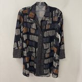 HABITAT clothes to live in WOMEN'S BLOUSE/SHIRT black orange white print XS
