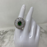 925 WOMEN'S RING green clear silver 8