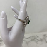 925 WOMEN'S RING green clear silver 8