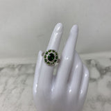 925 WOMEN'S RING green clear silver 7