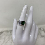 925 WOMEN'S RING clear green silver 8
