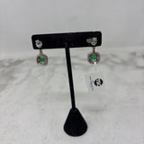 925 WOMEN'S EARRINGS green clear silver
