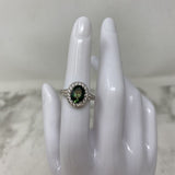 925 WOMEN'S RING green clear 7