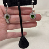 925 WOMEN'S EARRINGS green clear silver