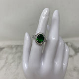 925 WOMEN'S RING green clear silver 7