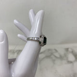 925 WOMEN'S RING green clear silver 7