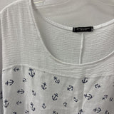 LUNGO L'ARNO WOMEN'S PLUS TOP white navy anchor print Plus