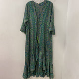 kasturi WOMEN'S KIMONO/DUSTER blue green pink paisley