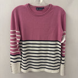 WOMEN'S SWEATER pink white navy stripe S