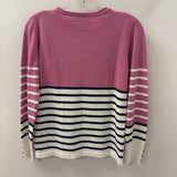 WOMEN'S SWEATER pink white navy stripe S