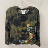 CHRISTIAN DIOR WOMEN'S T-SHIRT camo w/embroidered floral 10