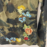 CHRISTIAN DIOR WOMEN'S T-SHIRT camo w/embroidered floral 10