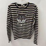 GAP WOMEN'S SWEATER striped with tiger face L