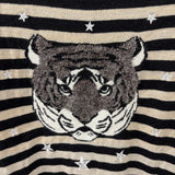 GAP WOMEN'S SWEATER striped with tiger face L