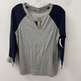J CREW WOMEN'S T-SHIRT grey heather with navy S