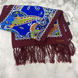 WOMEN'S SCARF/SHAWL burgundy blue paisley