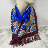 WOMEN'S SCARF/SHAWL burgundy blue paisley