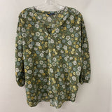 DENVER HAYES WOMEN'S BLOUSE/SHIRT green yellow floral xl
