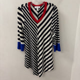 JOSEPH RIBKOFF WOMEN'S DRESS white black red blue stripe 10