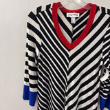 JOSEPH RIBKOFF WOMEN'S DRESS white black red blue stripe 10