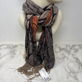 WOMEN'S SCARF/SHAWL mulit orange floral w silver thread