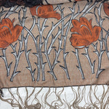 WOMEN'S SCARF/SHAWL mulit orange floral w silver thread
