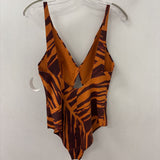 COS WOMEN'S TANK/CAMI orange brown animal print 12