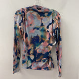 RAILS WOMEN'S TOP blue with pastel floral L