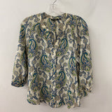 Massimo Dutti WOMEN'S BLOUSE/SHIRT beige blue green 6