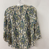 Massimo Dutti WOMEN'S BLOUSE/SHIRT beige blue green 6