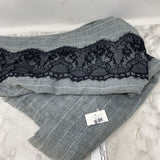 WOMEN'S SCARF/SHAWL grey white pinstripe w/lace