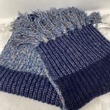 WOMEN'S SCARF/SHAWL blue silver multi with stripes