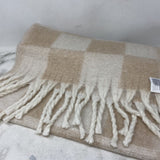 H&M WOMEN'S SCARF/SHAWL beige cream chec
