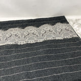 WOMEN'S SCARF/SHAWL grey white pinstripe w/lace
