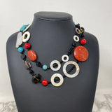 WOMEN'S NECKLACE black white turquoise