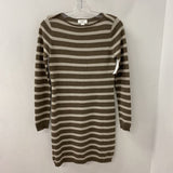 LOFT WOMEN'S DRESS taupe beige stripe XS