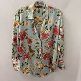 ZARA WOMEN'S BLOUSE/SHIRT turquoise multi colour floral L