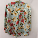 ZARA WOMEN'S BLOUSE/SHIRT turquoise multi colour floral L