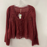 FREE PEOPLE WOMEN'S BLOUSE/SHIRT burgundy S