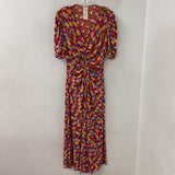 DIANE von FURSTENBERG WOMEN'S DRESS magenta blue yellow L