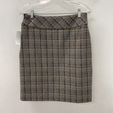OLSEN WOMEN'S SKIRT cream black plaid S/6