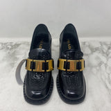 PRADA WOMEN'S HEELS black gold 37