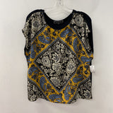 MELANIE LYNE WOMEN'S TOP black yellow blue white L
