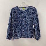 POPLIN & CO WOMEN'S BLOUSE/SHIRT navy white M