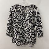 ZARA WOMEN'S BLOUSE/SHIRT white navy M